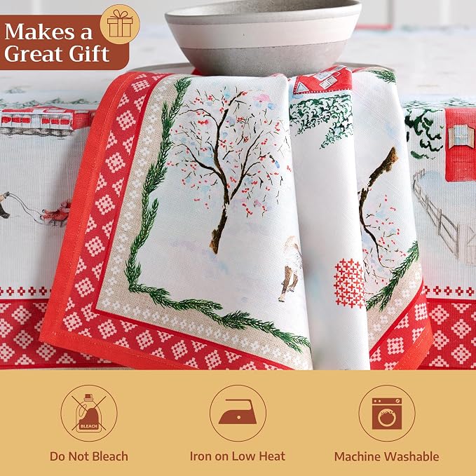 Maison d' Hermine Cloth Napkins Set of 4 Reusable 100% Cotton (20" x 20") | Everyday Square Napkins Cloth Washable Dinner Wedding Restaurant Hotel Kitchen Thanksgiving Christmas - Rural Christmas - Image 5