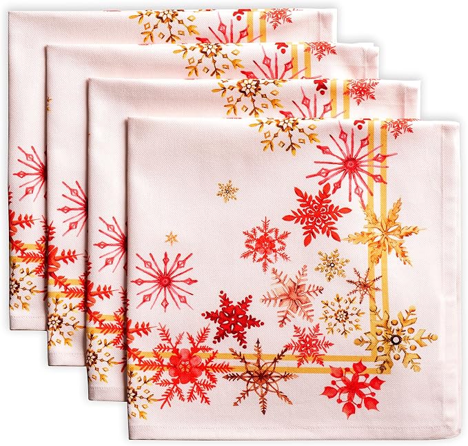 Maison d' Hermine Cloth Napkins Set of 4 Reusable 100% Cotton (20" x 20") | Everyday Square Napkins Cloth Washable Dinner Wedding Restaurant Hotel Kitchen Thanksgiving Christmas - Crystal Star by MaisondHermine