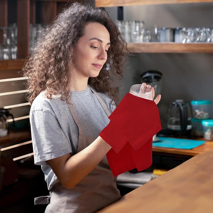 Utopia Home [24 Pack, Red] Cloth Napkins 17x17 Inches, 100% Polyester | Hemmed Edges, Washable and Reusable Ideal for Parties, Weddings and Dinners - Image 6