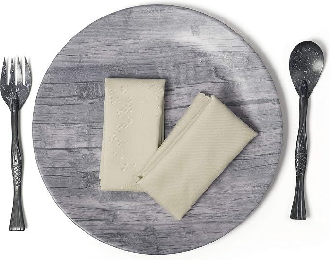 Pack of 50 Polyester Napkins 17 x 17 Inch Square with Scalloped Edge, Plain Washable Reusable Dining Table Cloth Napkin for Wedding Party Banquet Home Restaurant Bistro Decoration - Ivory - Image 4