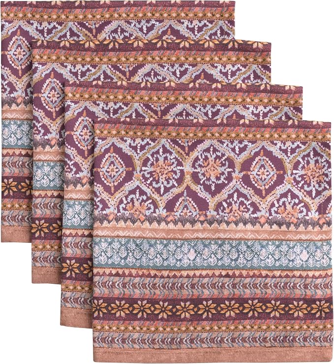 Maison d' Hermine Cloth Napkins Set of 4 Reusable 100% Cotton (20" x 20") | Everyday Square Napkins Cloth Washable Dinner Wedding Restaurant Hotel Kitchen Thanksgiving Christmas - Fair Isle by MaisondHermine