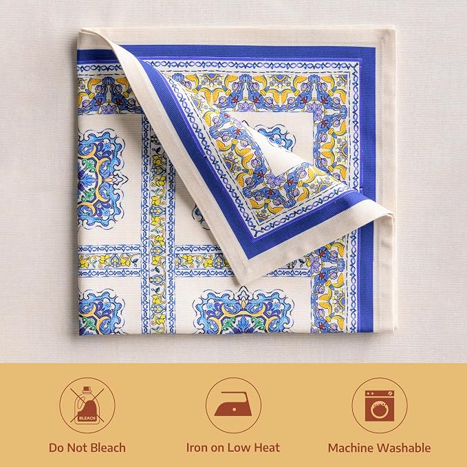 Maison d' Hermine Cloth Napkins Set of 4 100% Combed Cotton (20" x 20") | Everyday Square Napkins Cloth Washable Dinner Party Wedding Restaurant Hotel Kitchen Spring Summer - Sciacca - Image 8