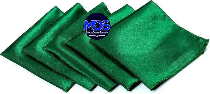 Set of 100 PCS Satin Napkin 12x12 Inch Square, Dinner Table Napkins for Wedding, Bulk Silky Sateen Cloth Napkins for Restaurant Banquet Graduation Birthday Party Decoration - Hunter Green - Image 2