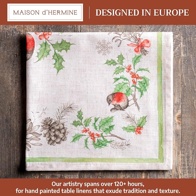 Maison d' Hermine Cloth Napkins Set of 4 Reusable 100% Cotton (20" x 20") | Everyday Square Napkins Cloth Washable Dinner Wedding Restaurant Hotel Kitchen Thanksgiving Christmas - Christmas Dew - Image 2