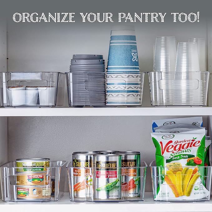 Oizeir Refrigerator Organizer Bins - Clear Plastic, Stackable, Narrow and Wide Bin Sizes, Egg Tray with Lid. Great Storage for Fridge, Cabinets, Countertops and Pantry. (Set of 12) - Image 3
