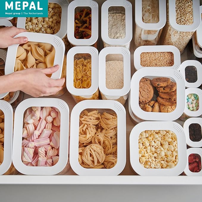 Mepal, MODULA 7 Piece Food Storage Box Set for Cereal or Pasta with 3 Transparent Lids, Airtight, BPA Free, 1 Set - Image 10