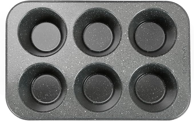 Monfish large muffin pan Jumbo Cupcake tin grey stone finish non sticking 3.5x1.75 inch cup by monfish
