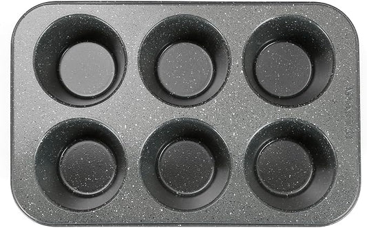 Monfish large muffin pan Jumbo Cupcake tin grey stone finish non sticking 3.5x1.75 inch cup by monfish