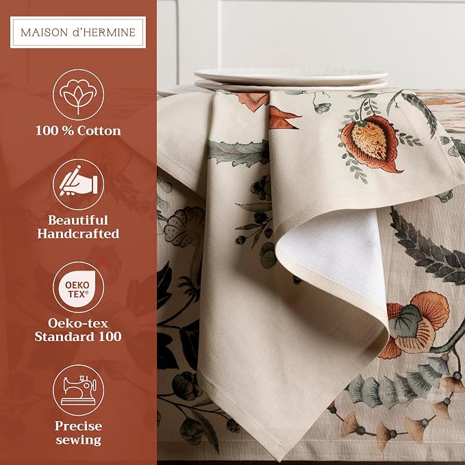 Maison d' Hermine Cloth Napkins Set of 4 Reusable 100% Cotton (20" x 20") | Everyday Square Napkins Cloth Washable Dinner Wedding Restaurant Hotel Kitchen Thanksgiving Christmas - Dalida - Image 2