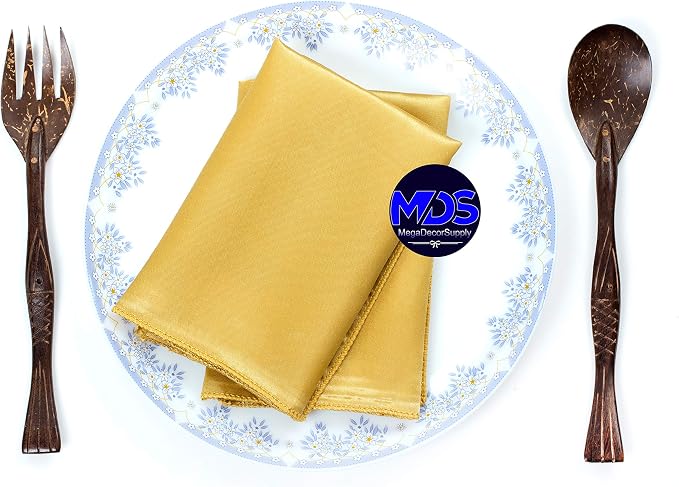Set of 100 PCS Satin Napkin 12x12 Inch Square, Dinner Table Napkins for Wedding, Bulk Silky Sateen Cloth Napkins for Restaurant Banquet Graduation Birthday Party Decoration - Gold - Image 5