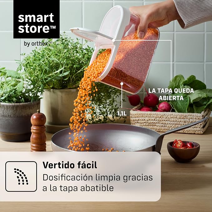 SmartStore Cereal Storage Containers, Set of 2 x 1.7 L | Stackable, Clear, Flip Lid | BPA-Free Kitchen Storage Containers | Pantry Food Storage Containers | Cereal Dispenser, Granola, Pasta, Rice - Image 4