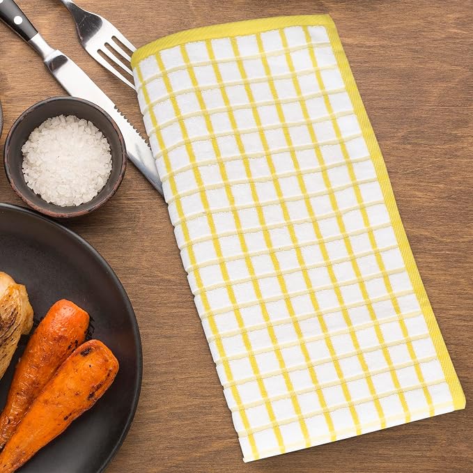 Urban Villa Kitchen Towels Cotton Dish Towels 20”x30” (Set of 3) Yellow Wht - Image 5