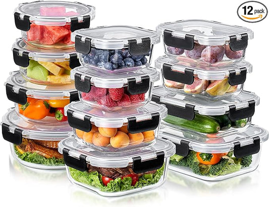Sorbus Glass Meal Prep Containers, Dishwasher and Oven Safe Reusable Meal Prep Containers, Freezer Safe Glass Food Storage Containers with Airtight Lids by Sorbus