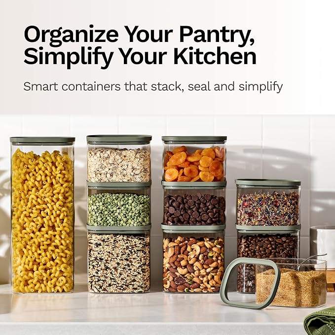 Naked Kitchen 20-Piece Food Storage Containers with Lids – Stackable BPA-Free Borosilicate Glass Pantry Storage Containers with Leak-Resistant Airtight Seal for Kitchen & Pantry Organization – Green - Image 2