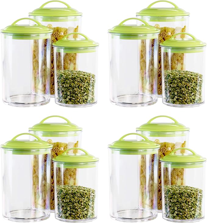 Reston Lloyd Food Storage Containers, BPA Free Airtight Canisters for Cereal, Pasta, Sugar, Coffee, Flour, Cookies, Loose Tea, for Kitchen Organization, Set of 3, Lime (Pack of 4) by RestonLloyd