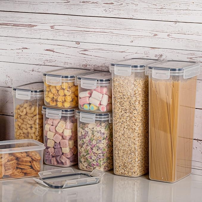 Vtopmart 32pcs Airtight Food Storage Containers Set, BPA Free Plastic Kitchen and Pantry Organization Canisters with Lids for Cereal, Dry Food, Flour and Sugar, Includes 32 Labels - Image 5