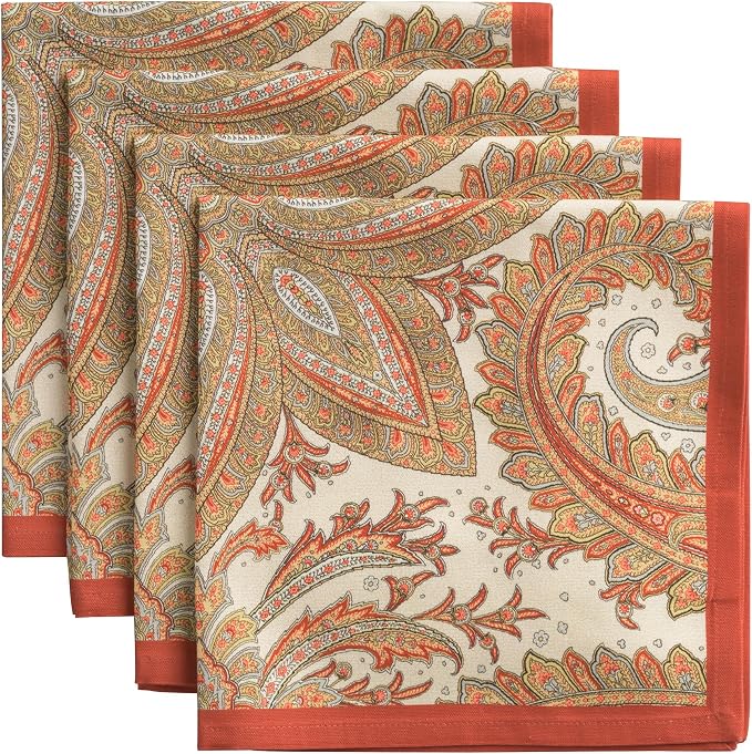 Maison d' Hermine Cloth Napkins Set of 4 100% Cotton Everyday Reusable Square Napkins Cloth Washable, Dinner, Party, Wedding, Restaurant (Kashmir Paisley, 20" x 20") | Everyday Square Napkins Cloth Washable Dinner Wedding Restaurant Hotel Kitchen Thank... by MaisondHermine
