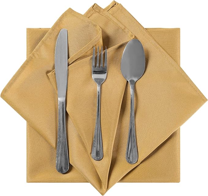 Cloth Napkins 17x17 inch Washable Polyester Dinner Napkins Soft Table Napkins for Wedding Party Dining Banquet(Gold,100PCS) - Image 4