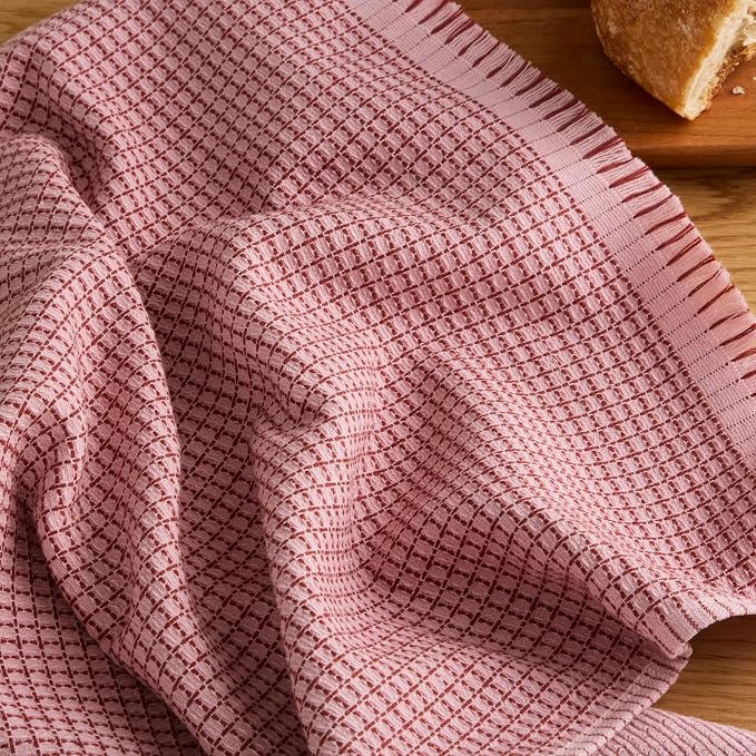 KitchenAid Gourmet Series Gridlines Kitchen Towels 3-Pack Set, 100% Cotton Absorbent, Dried Rose, 18"x28" - Image 5