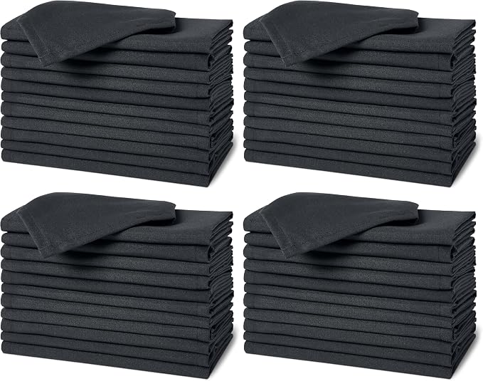 Amazon Basics Reusable Stain and Wrinkle Resistant Cloth Napkins, 17 x 17 inches, Black, 12 Count (Pack of 4) by AmazonBasics