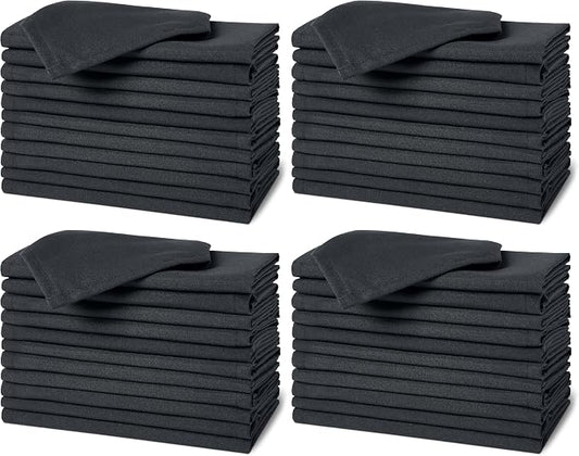 Amazon Basics Reusable Stain and Wrinkle Resistant Cloth Napkins, 17 x 17 inches, Black, 12 Count (Pack of 4) by AmazonBasics