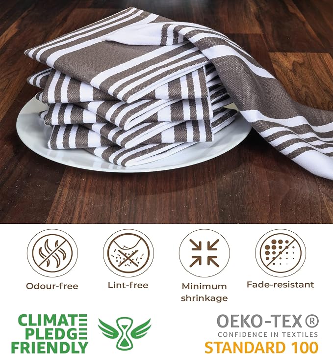 Urban Villa Kitchen Towels Cotton Dish Towels 12”x12” (Set of 8) Grey White - Image 3