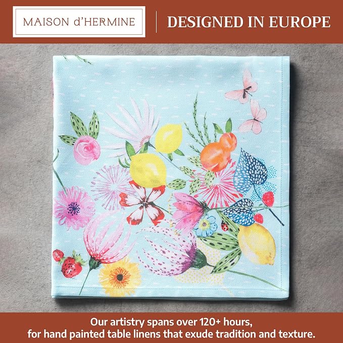 Maison d' Hermine Cloth Napkins Set of 4 Reusable 100% Cotton (20" x 20") | Everyday Square Napkins Cloth Washable Dinner Party Wedding Restaurant Hotel Kitchen Spring Summer - Jardin D'Ete - Mint - Image 2