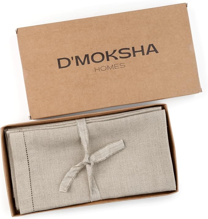 Signature Linen™ by D'Moksha Natural Dinner Napkins Set of 8, 20 x 20 Inch Cloth Napkins, 100% Pure Linen, Hemstitch, Machine Washable Table Napkins- Summer, Weddings, Outdoor hostings - Image 4