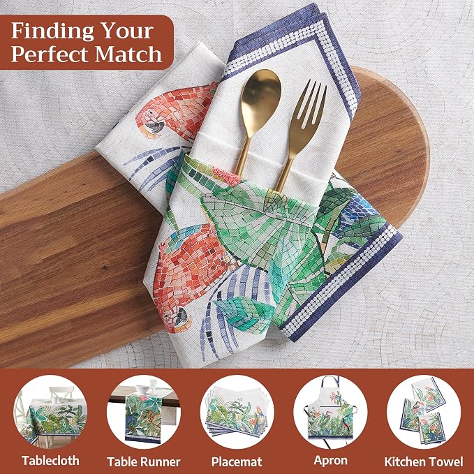 Maison d' Hermine Cloth Napkins Set of 4 100% Combed Cotton (20" x 20") | Everyday Square Napkins Cloth Washable Dinner Party Wedding Restaurant Hotel Kitchen Spring Summer - Mosaic - Image 7