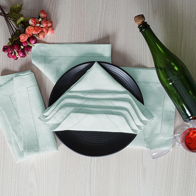 BEDDING CRAFT Linen Cloth Napkins Set of 4, 18x18, Pastel Blue | Soft Durable Washable -Ideal for Events Wedding Christmas Thanksgiving Newyear-Perfect Everyday Use Table Linen 18x18. - Image 2