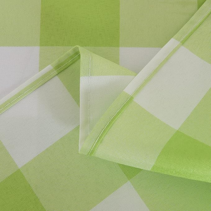 Cupuamon 2 Pack Waterproof Polyester Fabic Rectangle Checkered Tablecloth，60x102 Outdoor Table Cloth，Oil Stain Prevention Table Cloth for Pinics and Parties（Emerald and White） - Image 6