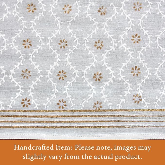 100% White Cotton Dinner Napkins, Set of 6, Hand Printed Vanilla Glace Design, Fair Trade, Washable Cloth Napkins for Parties & Cocktails 20x20 in - Image 2