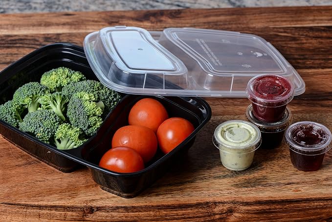 Meal Prep Containers, [150Pack][32oz] 2 Compartment with Lids, Reusable Bento Box, Food Storage Containers | BPA Free | Stackable | Lunch Boxes, Microwave/Dishwasher/Freezer Safe - Image 5