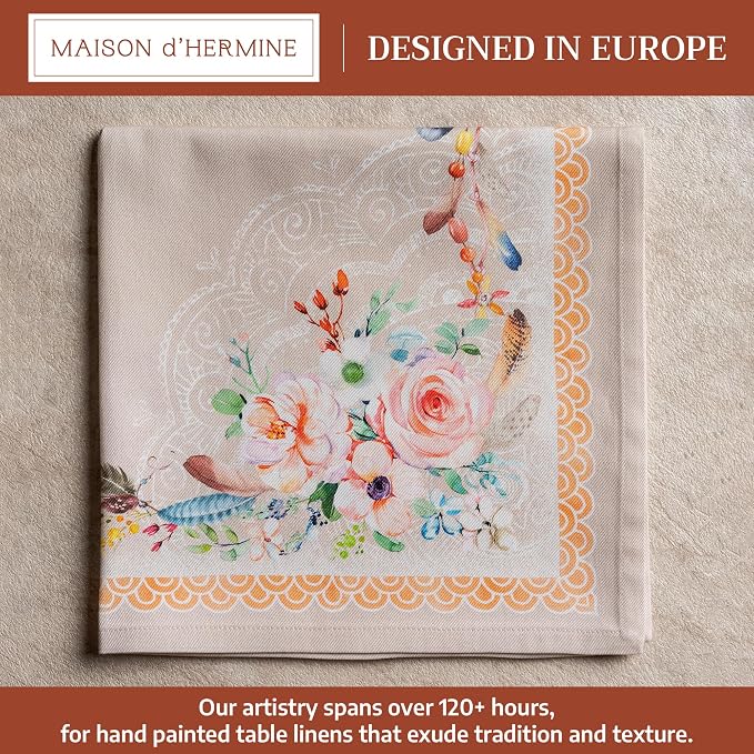 Maison d' Hermine Cloth Napkins Set of 4 Reusable 100% Cotton (20" x 20") | Everyday Square Napkins Cloth Washable Dinner Party Wedding Restaurant Hotel Kitchen Spring Summer - Ibiza - Beige - Image 2
