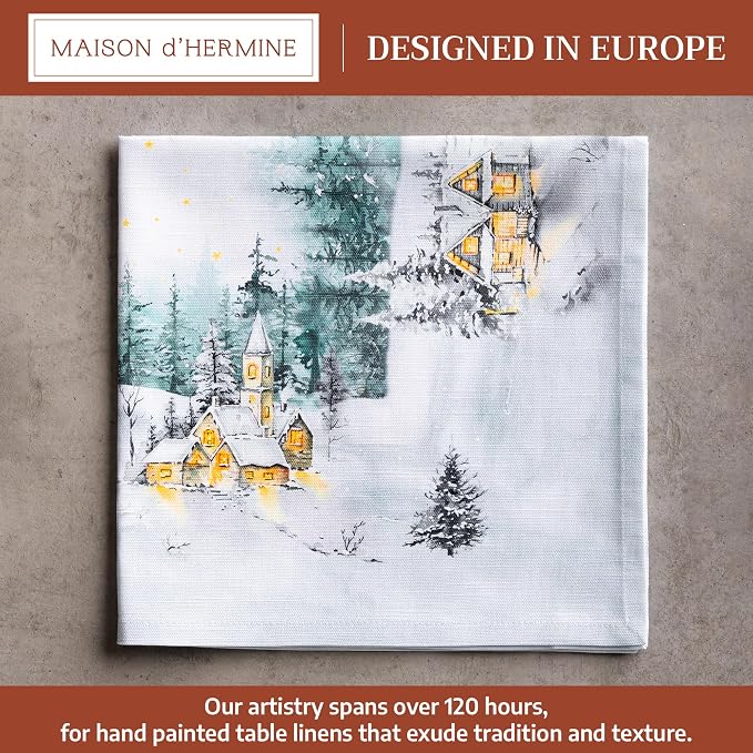 Maison d' Hermine Cloth Napkins Set of 4 Reusable 100% Cotton (20" x 20") | Everyday Square Napkins Cloth Washable Dinner Wedding Restaurant Hotel Kitchen Thanksgiving Christmas - Neige de Noel - Image 2