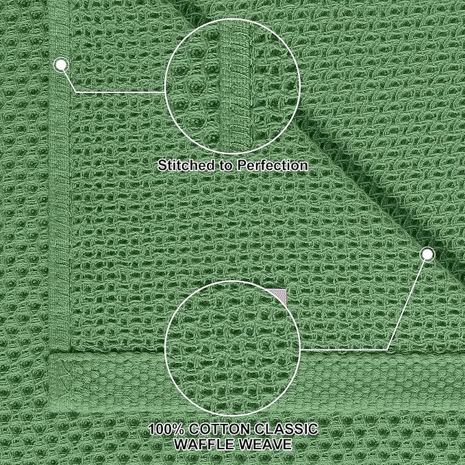 Homaxy 12 Pack 100% Cotton Kitchen Towels and Dishcloths Set, Grass Green | 12 x 12 Inches and 13 x 28 Inches Kitchen Towels Set, Ultra Soft Absorbent Dish Cloths for Washing Dishes - Image 2