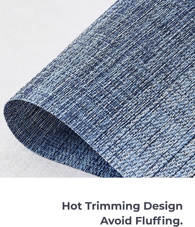 Leetaltree Gradient Blue Woven Placemats Set of 8 - Heat Resistant Non-Slip Place mats for Dining Table, Washable Durable PVC Vinyl Woven Table Mats(Gradient Blue, 8) - Image 7
