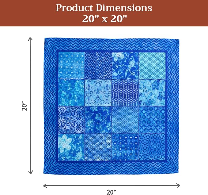 Maison d' Hermine Cloth Napkins Set of 4 Reusable 100% Cotton (20" x 20") | Everyday Square Napkins Cloth Washable Dinner Party Wedding Restaurant Hotel Kitchen Spring Summer - Indigo Love - Image 7