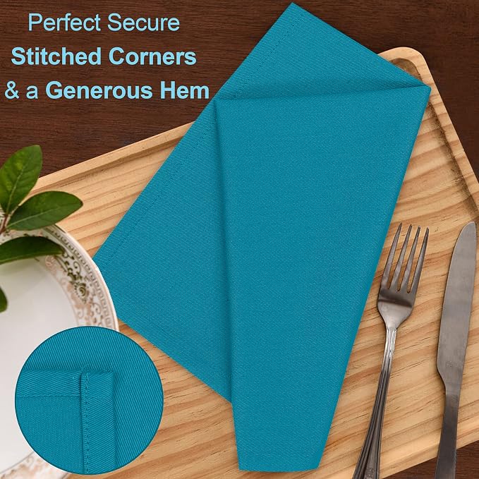 RUVANTI Bundle of 12-Pack Cloth Napkins Teal with 12-Pack Cloth Napkins Pink (18x18 Inch) Cotton Blend. Soft, Washable Kitchen Linen for Dinner, Weddings & Cocktail Parties. - Image 2