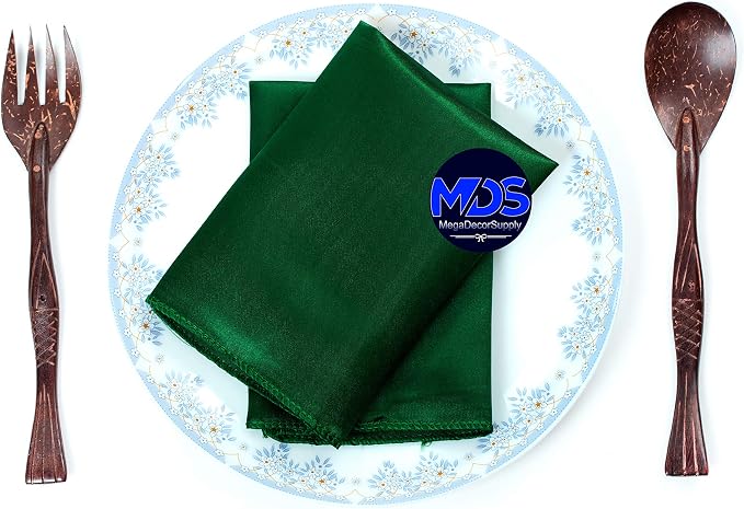 Set of 100 PCS Satin Napkin 12x12 Inch Square, Dinner Table Napkins for Wedding, Bulk Silky Sateen Cloth Napkins for Restaurant Banquet Graduation Birthday Party Decoration - Hunter Green - Image 5