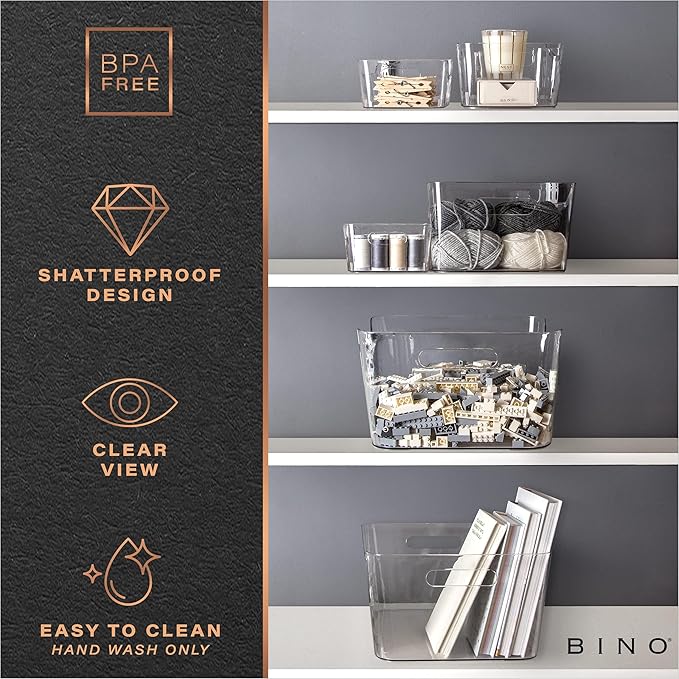 BINO | Plastic Organizer Bins, X-Large - 4 Pack | The SOHO Collection | Multi-Use Organizer Bins | Pantry & Freezer Bin | Plastic Storage Containers | Bin for Home & Kitchen Org - Image 7