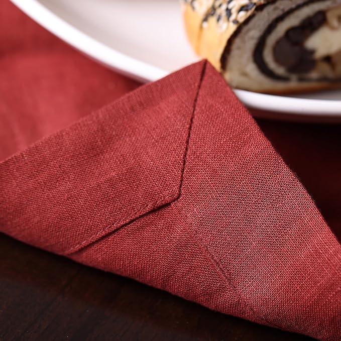 KNOKNO Home Pure Hemp Placemats 18 x 12 Inch Set of 4 Handcrafted with Mitered Corners Natural Fabric,Machine Washable Table Mats for Dining Tables (Red Garnet, Placemats | Set of 4) - Image 9