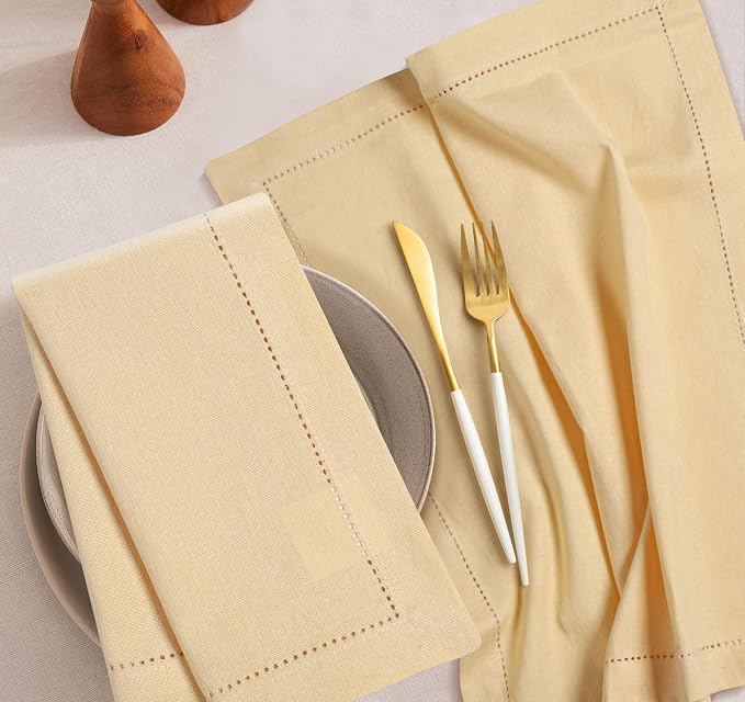 Bedding Craft Cotton Dinner Cloth Napkins Set of 12 – 18x18 Apricot Gelato Hemstitched – Machine Washable Fabric Napkins for Weddings, Baby Showers, Gifting & Parties - Image 5