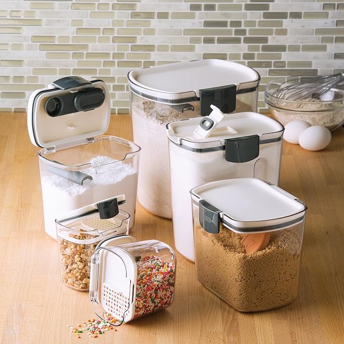 ProKeeper 6-Piece Airtight Food Storage Containers for Baking Essentials - White & Clear, Plastic, BPA-Free - Image 9