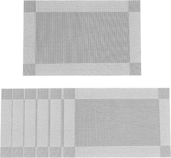 SERWALL 6-Pack Heat Resistant Placemats, Non-Slip Woven Vinyl Table Mats, Washable & Durable for Daily Meals, Indoor & Outdoor Use, Light Gray by SERWALL
