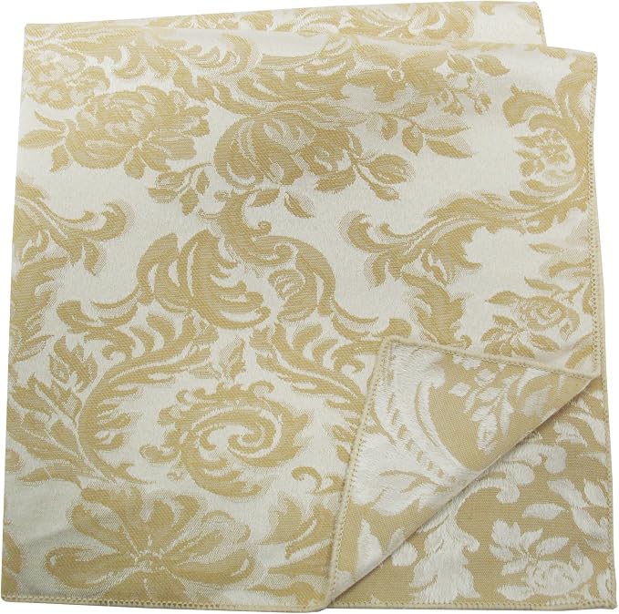 17x17-Inch Damask Cloth Napkins, Champagne, Set of 60 | Bulk Case of 5 Dozen, Miranda Jacquard, Square, 50% Cotton / 50% Polyester Fabric, Woven Damask Pattern, Soft Hand, Gold - Image 2