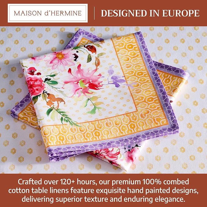 Maison d' Hermine Cloth Napkins Set of 4 100% Combed Cotton (20" x 20") | Everyday Square Napkins Cloth Washable Dinner Party Wedding Restaurant Hotel Kitchen Spring Summer - Summer Joy - Image 3