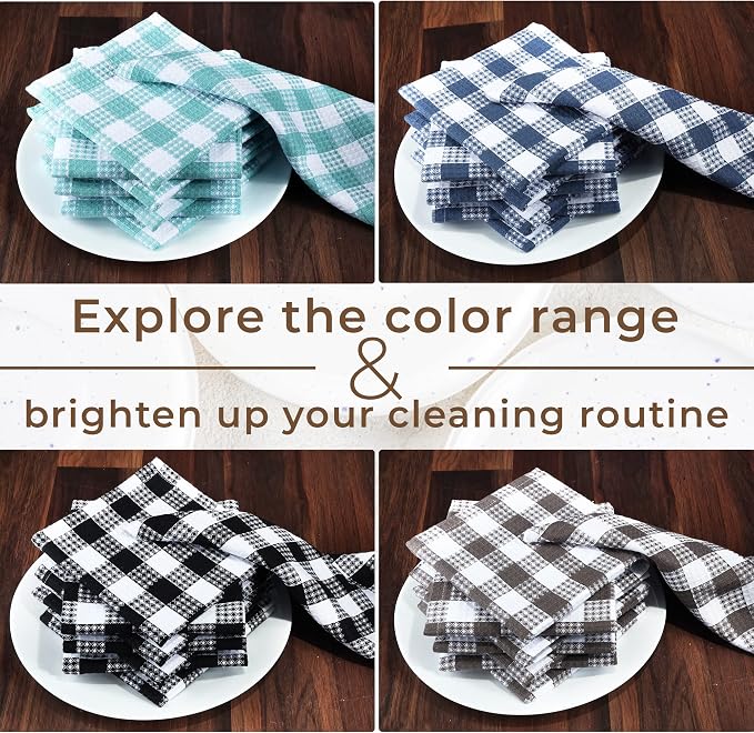 Urban Villa Kitchen Towels Cotton Dish Towels 12”x12” (Set of 8) Grey White - Image 7