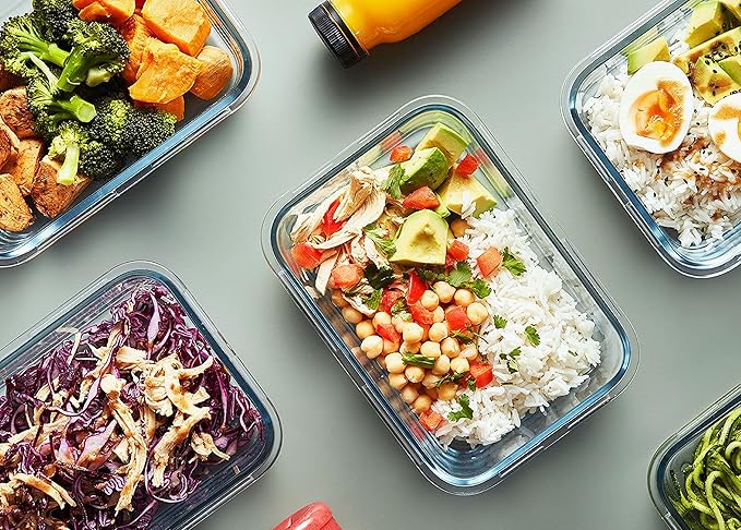 M MCIRCO 10 Pack Glass Food Storage Containers with Lids, Green | Glass Meal Prep Containers,Airtight Lunch Containers with Lids, Microwave, Oven, Freezer and Dishwasher Friendly, BPA Free - Image 5