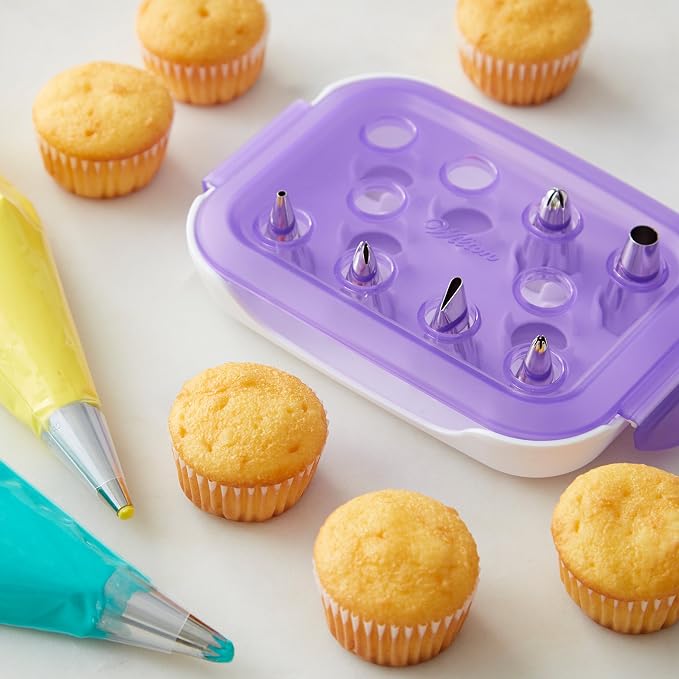 Wilton Piping Tip Set, Cupcake Decorating, 9-Piece with Carrying Case | 9-Piece Stainless Steel Tip Set with Carrying Case for Piping Rosettes, Stars & Swirls on Cupcakes & Layer Cakes - Image 4